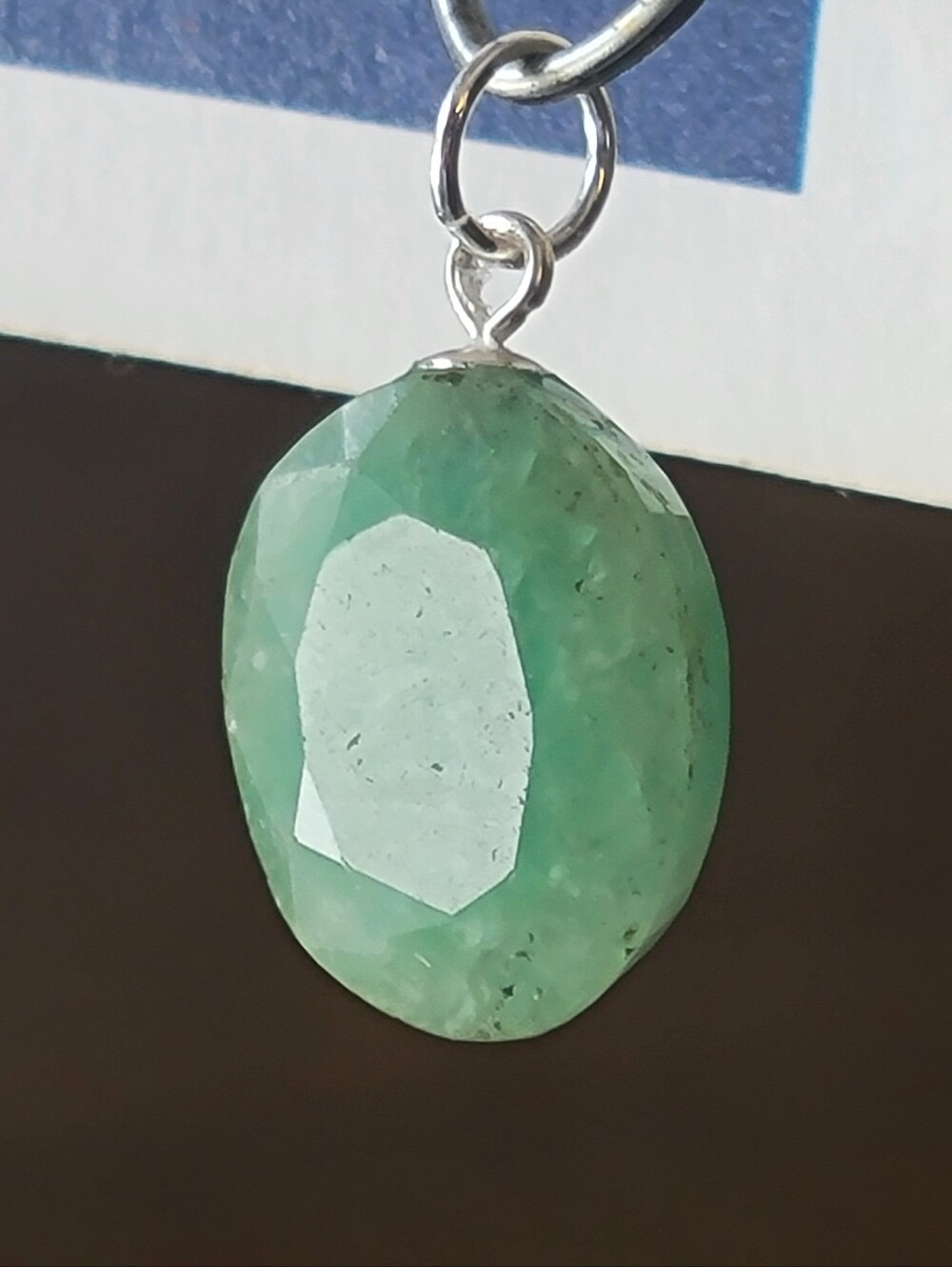 8.40ctw Natural Green Emerald Oval Cut Pendant W/ 925 Sterling Silver Bail
